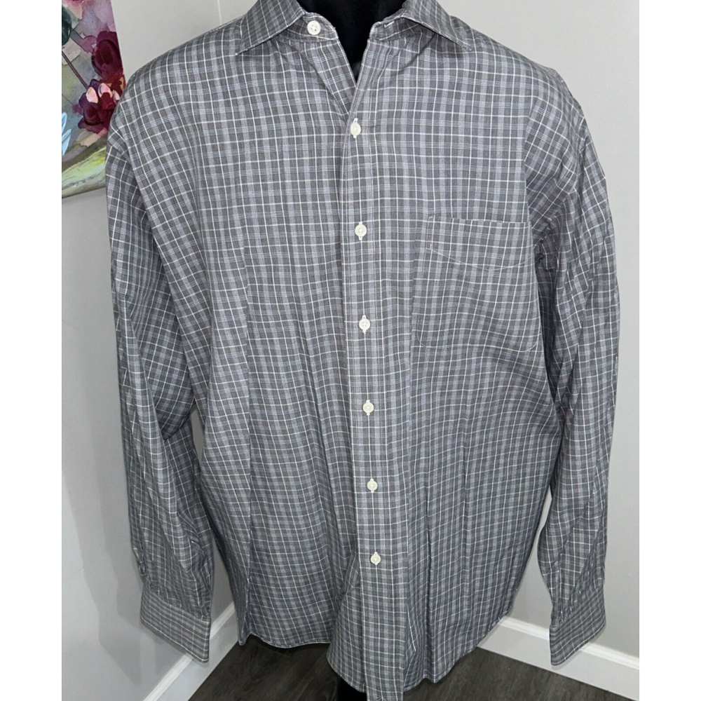 Polo Ralph Lauren Shirt Mens Sz 17.5 36/37 Philip Button Down Gray Plaid